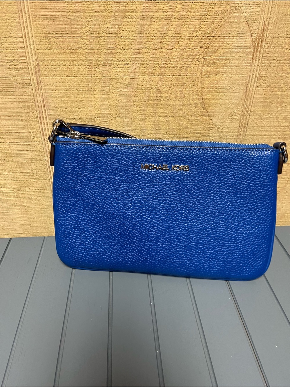 Michael Kors Royal Blue Pebbled Leather Wristlet